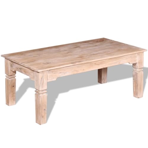QINXIXINAIXI Massiver Akazienholz Couchtisch mit weiß gebürsteter Oberfläche - Handgefertigter Kaffeetisch und Beistelltisch für Wohnzimmer, Robuste Tischplatte mit QINXIXINAIXI Massiver Akazienholz Couchtisch mit weiß gebürsteter Oberfläche - Handgefertigter Kaffeetisch und Beistelltisch für Wohnzimmer, Robuste Tischplatte mit von QINXIXINAIXI