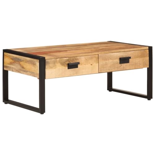 QINXIXINAIXI Massiver Mangoholz Couchtisch mit Eisenbeinen und Stauraum | Wohnzimmertisch Beistelltisch aus robustem Hartholz QINXIXINAIXI Massiver Mangoholz Couchtisch mit Eisenbeinen und Stauraum | Wohnzimmertisch Beistelltisch aus robustem Hartholz von QINXIXINAIXI