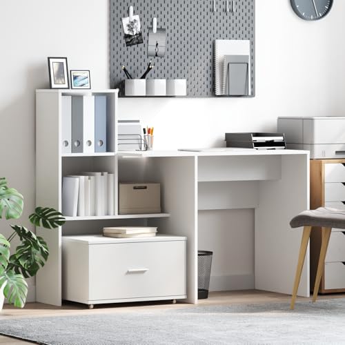 QINXIXINAIXI Minimalistischer Schubladenschrank aus MDF mit Rollen, Weißer Sideboard Schrank für Büro und Wohnzimmer Stauraum Organisation von QINXIXINAIXI