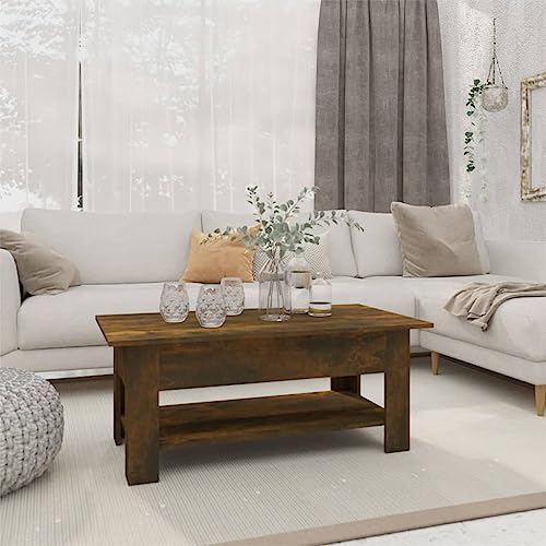 QINXIXINAIXI Moderner Couchtisch aus Holzwerkstoff mit zweistufigem Design und Ablage, Stabiler Beistelltisch mit Tischplatte für Wohnzimmer QINXIXINAIXI Moderner Couchtisch aus Holzwerkstoff mit zweistufigem Design und Ablage, Stabiler Beistelltisch mit Tischplatte für Wohnzimmer von QINXIXINAIXI