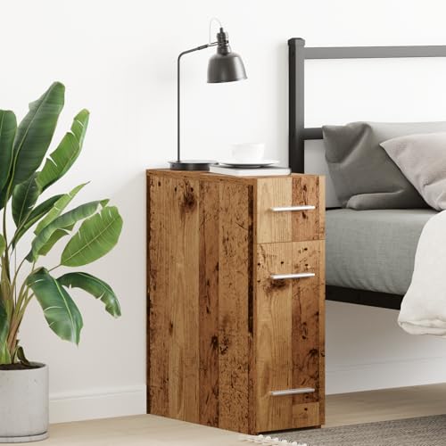QINXIXINAIXI Modernes Sideboard mit Alter Holzoptik, geräumige Kommode mit 3 Schubladen für Wohnzimmer und Schlafzimmer, Robustes Holzwerkstoff-Design, platzsparend und einf von QINXIXINAIXI