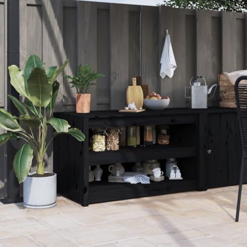 QINXIXINAIXI Outdoor-Küchenschrank Schwarz Outdoor-Küchenschrank aus Massivholz mit viel Stauraum und modularem Design 106x55x64 cm Massivholz Kiefer QINXIXINAIXI Outdoor-Küchenschrank Schwarz Outdoor-Küchenschrank aus Massivholz mit viel Stauraum und modularem Design 106x55x64 cm Massivholz Kiefer von QINXIXINAIXI