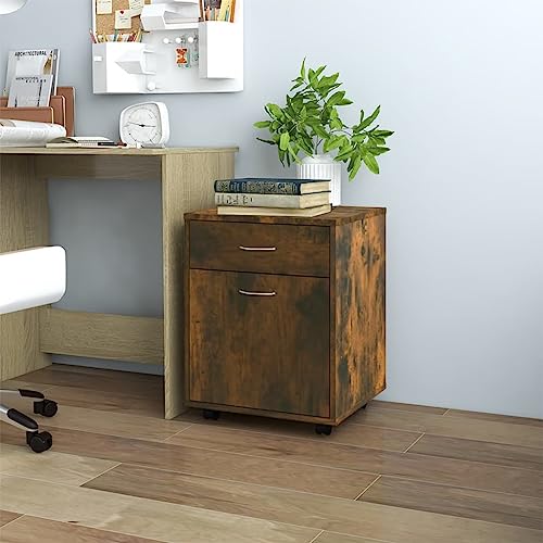 QINXIXINAIXI Rollschrank aus Holzwerkstoff mit 1 Fach und 1 Schublade, Rollen mobil und universell einsetzbar für Ordnung am Schreibtisch von QINXIXINAIXI