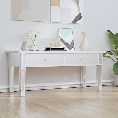 QINXIXINAIXI Spiegel-Couchtisch mit Schubladen und Kunstkristall-Knöpfen, eleganter Beistelltisch fürs Wohnzimmer von QINXIXINAIXI