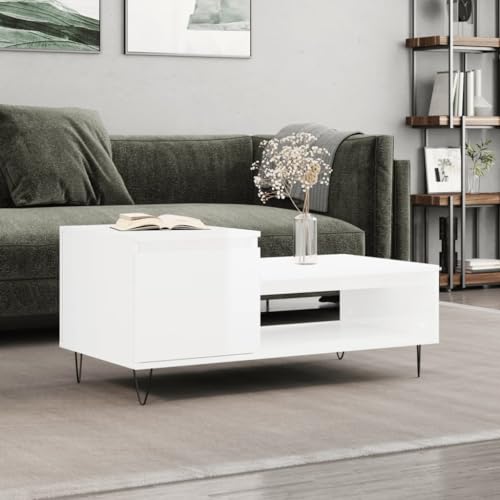 QINXIXINAIXI Stilvoller Couchtisch mit Metallbeinen und Stauraum - Eleganter Sofatisch aus Holzwerkstoff mit 2 Fächern und robuster Tischplatte für Wohnzimmer QINXIXINAIXI Stilvoller Couchtisch mit Metallbeinen und Stauraum - Eleganter Sofatisch aus Holzwerkstoff mit 2 Fächern und robuster Tischplatte für Wohnzimmer von QINXIXINAIXI