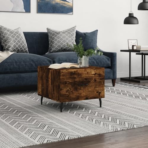 QINXIXINAIXI Stilvoller Couchtisch mit Schublade und Eisenbeinen - Langlebiger Holzwerkstoff mit viel Stauraum für Wohnzimmer von QINXIXINAIXI