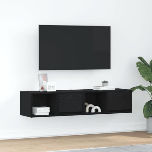 QINXIXINAIXI TV-Schränke 2 STK. Schwarz Eichen-Optik tv Cabinet tv Board Fernsehschrank wohnzimmerschrank 60x31x25,5 cm von QINXIXINAIXI