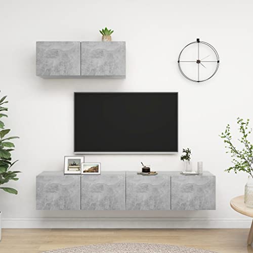 QINXIXINAIXI TV-Schränke 3 STK. Betongrau Holzwerkstoff tv kommode kommode Sideboard hängend lowboard QINXIXINAIXI TV-Schränke 3 STK. Betongrau Holzwerkstoff tv kommode kommode Sideboard hängend lowboard von QINXIXINAIXI