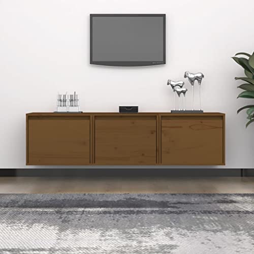 QINXIXINAIXI TV-Schränke 3 STK. Honigbraun Massivholz Kiefer tv Bank Fernseher kommode HiFi Rack hängeschrank von QINXIXINAIXI