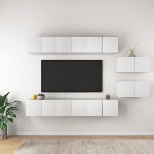 QINXIXINAIXI TV-Schränke 8 STK. Weiß Holzwerkstoff tv Regal Fernseher Schrank tv kommode wohnzimmerschrank von QINXIXINAIXI