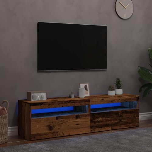 QINXIXINAIXI TV-Schränke mit LED-Leuchten 2 STK. Altholz-Optik Holzwerkstoff Sideboard hängend Fernseher kommode Sideboard Wohnzimmer Fernsehschrank von QINXIXINAIXI