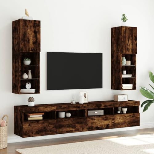 QINXIXINAIXI TV-Schränke mit LED-Leuchten 2 STK. Räuchereiche Fernseher kommode tv Board tv kommode Sideboard Wohnzimmer 30,5x30x102 cm QINXIXINAIXI TV-Schränke mit LED-Leuchten 2 STK. Räuchereiche Fernseher kommode tv Board tv kommode Sideboard Wohnzimmer 30,5x30x102 cm von QINXIXINAIXI