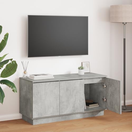 QINXIXINAIXI TV-Schrank Beton grau tv ständer tv kommode Fernsehschrank Fernsehtisch 100x38x49 cm Holzwerkstoff von QINXIXINAIXI
