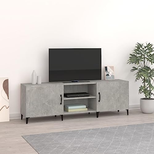 QINXIXINAIXI TV-Schrank Betongrau Konsolentisch mit Schubladen Sideboard Wohnzimmer HiFi Rack Fernsehtisch 150x30x50 cm Holzwerkstoff von QINXIXINAIXI