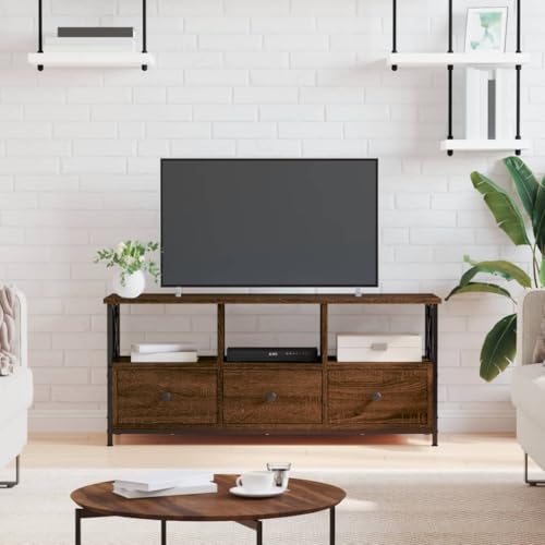 QINXIXINAIXI TV-Schrank Braun Eichen-Optik Fernseher Schrank lowboard hängeschrank Sideboard Wohnzimmer 102x33x45cm Holzwerkstoff & Eisen von QINXIXINAIXI