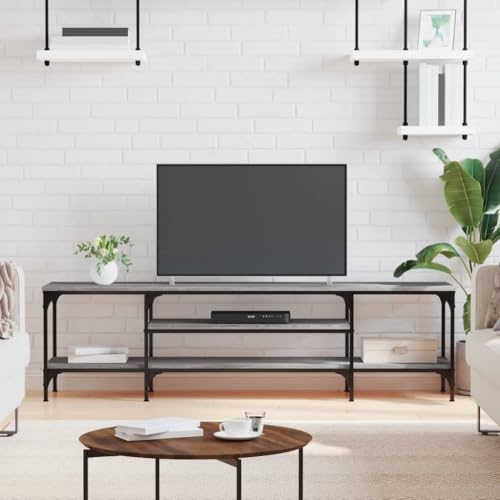 QINXIXINAIXI TV-Schrank Grau Sonoma tv Regal tv möbel Couchtisch HiFi Rack 161x35x45 cm Holzwerkstoff & Eisen von QINXIXINAIXI