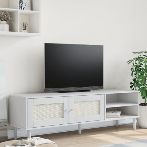 QINXIXINAIXI TV-Schrank SENJA Rattan-Optik Weiß Sideboard Wohnzimmer Fernseher Tisch Fernseher Schrank wohnzimmerschrank 158x40x49cm Kiefernholz QINXIXINAIXI TV-Schrank SENJA Rattan-Optik Weiß Sideboard Wohnzimmer Fernseher Tisch Fernseher Schrank wohnzimmerschrank 158x40x49cm Kiefernholz von QINXIXINAIXI