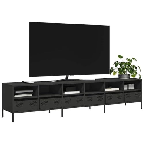 QINXIXINAIXI TV-Schrank Schwarz kommode hängeschrank tv Board lowboard 202x39x43,5 cm Kaltgewalzter Stahl von QINXIXINAIXI