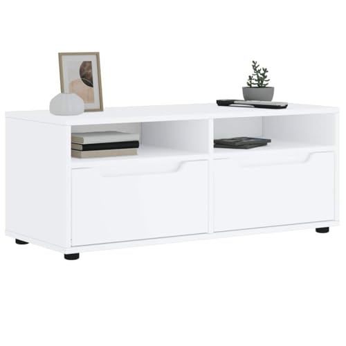 QINXIXINAIXI TV-Schrank VISNES Weiß Fernseher Schrank Fernsehschrank hängeschrank tv Board 100x40x38 cm Holzwerkstoff von QINXIXINAIXI