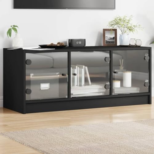 QINXIXINAIXI TV-Schrank mit Glastüren Schwarz lowboard Fernsehschrank hängeschrank Sideboard tv 102x37x42 cm QINXIXINAIXI TV-Schrank mit Glastüren Schwarz lowboard Fernsehschrank hängeschrank Sideboard tv 102x37x42 cm von QINXIXINAIXI
