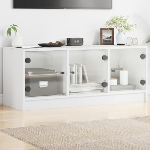 QINXIXINAIXI TV-Schrank mit Glastüren Weiß Konsolentisch mit Schubladen tv unterschrank HiFi Rack tv Board 102x37x42 cm QINXIXINAIXI TV-Schrank mit Glastüren Weiß Konsolentisch mit Schubladen tv unterschrank HiFi Rack tv Board 102x37x42 cm von QINXIXINAIXI