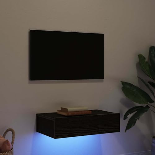 QINXIXINAIXI TV-Schrank mit LED-Leuchten Schwarze Eiche tv Regal tv ständer hängeschrank Sideboard Wohnzimmer 60 x 35 x 15,5 cm von QINXIXINAIXI