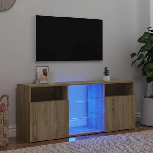 QINXIXINAIXI TV-Schrank mit LED-Leuchten Sonoma-Eiche Couchtisch Fernseher Schrank tv Regal tv Cabinet 120x30x50 cm von QINXIXINAIXI