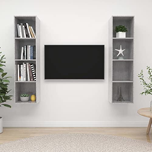 QINXIXINAIXI TV-Wandschränke 2 STK. Betongrau Holzwerkstoff tv kommode Fernsehtisch lowboard Fernsehschrank QINXIXINAIXI TV-Wandschränke 2 STK. Betongrau Holzwerkstoff tv kommode Fernsehtisch lowboard Fernsehschrank von QINXIXINAIXI