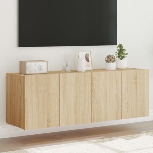 QINXIXINAIXI TV-Wandschränke mit LED-Leuchten 2 STK. Sonoma-Eiche Fernsehtisch HiFi Rack kommode Sideboard Wohnzimmer 60x35x41cm von QINXIXINAIXI