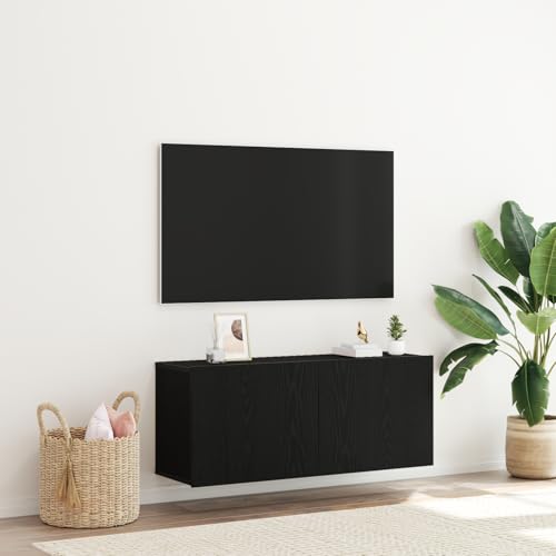QINXIXINAIXI TV-Wandschrank Schwarz Eiche tv unterschrank hängeschrank tv Board Fernseher Tisch 100x30x41 cm Holzwerkstoff von QINXIXINAIXI