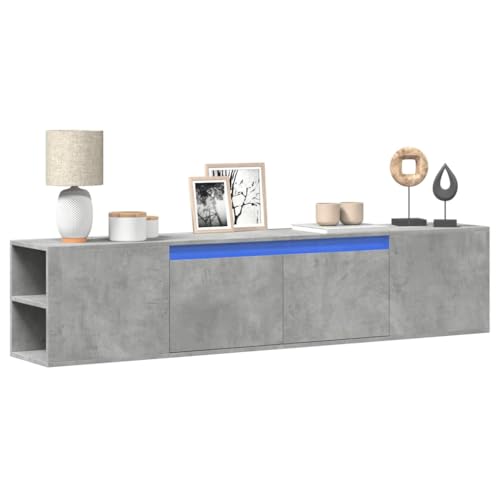 QINXIXINAIXI TV-Wandschrank mit LED-Beleuchtung Betongrau Fernseher Tisch wohnzimmerschrank tv Regal tv Board 180x31x39,5 cm von QINXIXINAIXI