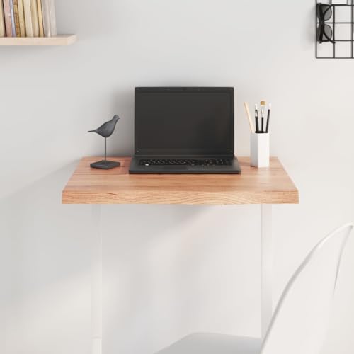 QINXIXINAIXI Tischplatte Hellbraun 60x60x(2-4) cm Massivholz Eiche Behandelt Holzplatte für Möbelbau Rustikale Platte Esstischplatte aus Holz für Küche Esstisch von QINXIXINAIXI