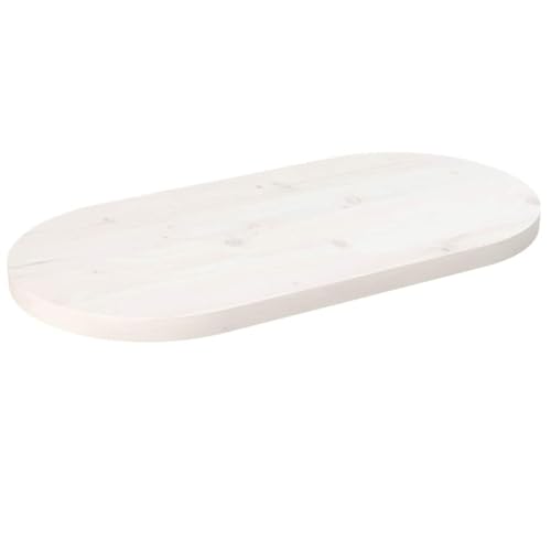 QINXIXINAIXI Tischplatte Weiß 80x40x2,5 cm Massivholz Kiefer Oval DIY Möbelbau Massivholzplatte Massivholztafel für Wohnzimmer Arbeitsplatte von QINXIXINAIXI