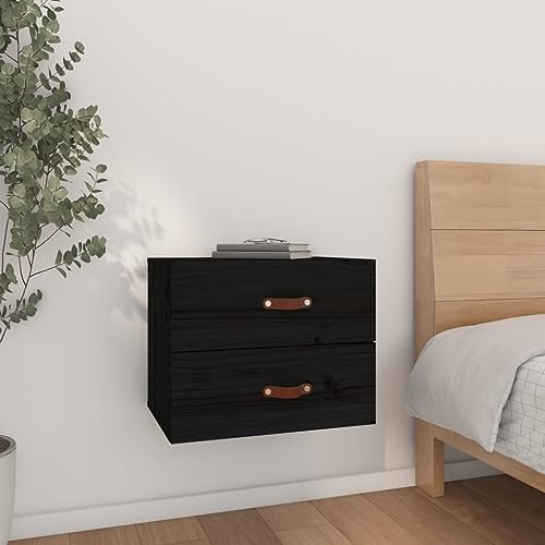 QINXIXINAIXI Wand-Nachttisch aus massivem Kiefernholz mit Stauraum, stabile Oberplatte, rustikales Design, platzsparend, für Schlafzimmer und Wohnbereich von QINXIXINAIXI