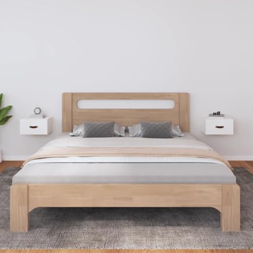 QINXIXINAIXI Wand-Nachttisch aus massivem Kiefernholz mit Stauraum, stabile Oberplatte, rustikales Design für Schlafzimmer von QINXIXINAIXI