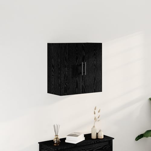 QINXIXINAIXI Wandmontierter Schrank aus Holzwerkstoff mit 2 Fächern, moderner Stauraum für Wohnzimmer, Schlafzimmer oder Büro, mattschwarzes Design für minimalistischen Stil von QINXIXINAIXI