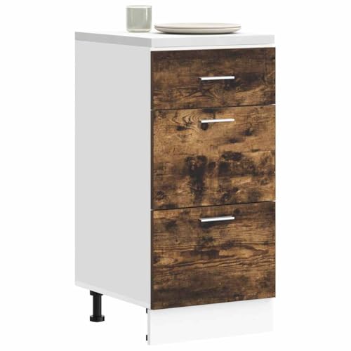 Unterschrank Lyon Räuchereiche Moderner Küchenschrank aus Eichenholz mit viel Stauraum und elegantem Design 40x46x81,5 cm Holzwerkstoff von QINXIXINAIXI