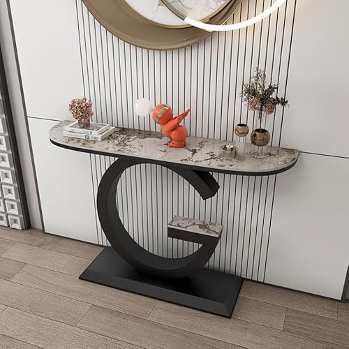 QINYUML 120cm Moderner Konsolentisch Flurtisch Marmor, Eingangstisch mit Metallgestell für Eingangsbereich, Wohnzimmer(Black 2) von QINYUML
