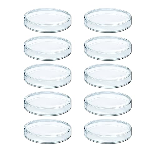 10 Stück Glaskulturschalen Petrischalen mit hohem Borosilikatanteil für Zellkultur, Bioresuche, sterile Petrischale, 60, 75, 90, 100 mm, Glas Laborschalen von QINZTON
