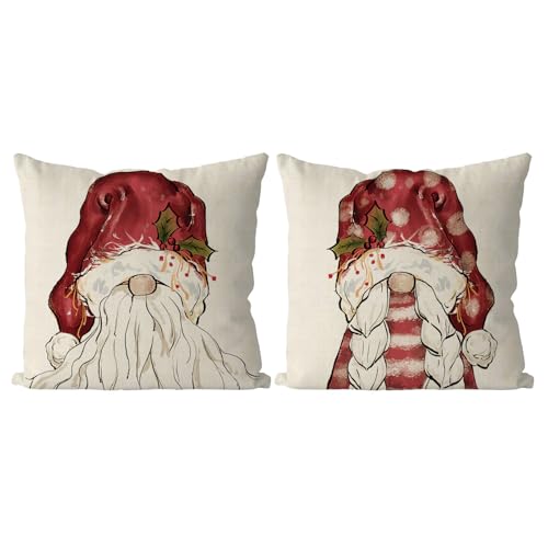 QIONG MENG Weihnachts-Kissenbezüge, 45,7 x 45,7 cm, Set mit 2 Weihnachtsmann-Weihnachtsdekorationen, Kissenbezüge für Zuhause, Sofa, Wohnzimmer, dekorativer Kissenbezug QIONG MENG Weihnachts-Kissenbezüge, 45,7 x 45,7 cm, Set mit 2 Weihnachtsmann-Weihnachtsdekorationen, Kissenbezüge für Zuhause, Sofa, Wohnzimmer, dekorativer Kissenbezug von QIONG MENG