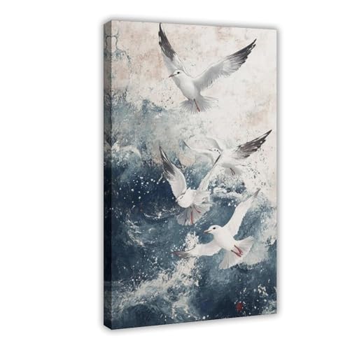 Leinwandposter Möwen in Wellen, Wandkunst, Dekordruck, Bild Gemälde für Wohnzimmer, Schlafzimmer, Dekoration, 50 x 75 cm Leinwandposter Möwen in Wellen, Wandkunst, Dekordruck, Bild Gemälde für Wohnzimmer, Schlafzimmer, Dekoration, 50 x 75 cm von QIOTBVV