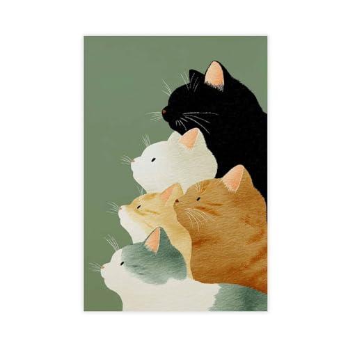 Minimalistisches Leinwandposter mit gestapelten Katzen, Wandkunst, Dekordruck, Gemälde für Wohnzimmer, Schlafzimmer, Dekoration, 30 x 45 cm Minimalistisches Leinwandposter mit gestapelten Katzen, Wandkunst, Dekordruck, Gemälde für Wohnzimmer, Schlafzimmer, Dekoration, 30 x 45 cm von QIOTBVV