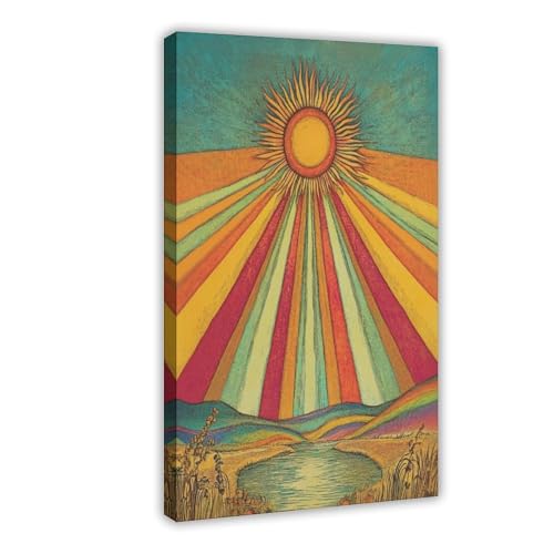 Poster mit psychedelischer Sonne, Leinwand-Poster, Wandkunst, Dekordruck, Bild Gemälde für Wohnzimmer, Schlafzimmer, Dekoration, 50 x 75 cm Poster mit psychedelischer Sonne, Leinwand-Poster, Wandkunst, Dekordruck, Bild Gemälde für Wohnzimmer, Schlafzimmer, Dekoration, 50 x 75 cm von QIOTBVV