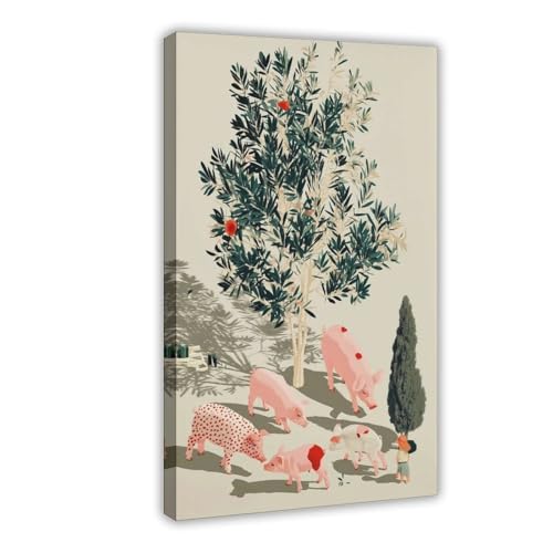 QIOTBVV Leinwandposter "Das Schwein unter dem Baum", Schlafzimmerdekoration, Landschaft, Büro, Raumdekoration, Geschenk, 20 x 30 cm QIOTBVV Leinwandposter "Das Schwein unter dem Baum", Schlafzimmerdekoration, Landschaft, Büro, Raumdekoration, Geschenk, 20 x 30 cm von QIOTBVV