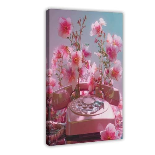 QIOTBVV Retro-Poster, Motiv: Telefon, Rosa, Schlafzimmer, Dekoration, Landschaft, Büro, Raumdekoration, Geschenk, 50 x 75 cm QIOTBVV Retro-Poster, Motiv: Telefon, Rosa, Schlafzimmer, Dekoration, Landschaft, Büro, Raumdekoration, Geschenk, 50 x 75 cm von QIOTBVV