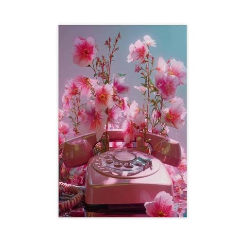 QIOTBVV Retro-Poster mit Handy-Leinwand, für Schlafzimmer, Landschaft, Büro, Zimmer, Geschenk, 40 x 60 cm, Rosa QIOTBVV Retro-Poster mit Handy-Leinwand, für Schlafzimmer, Landschaft, Büro, Zimmer, Geschenk, 40 x 60 cm, Rosa von QIOTBVV