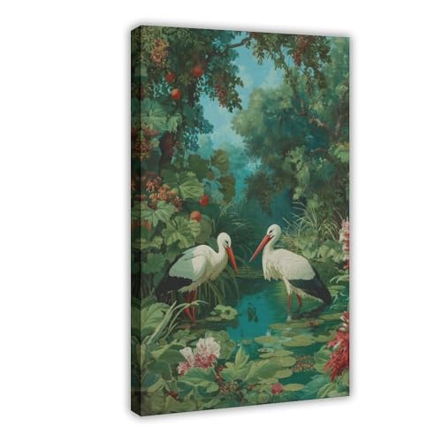 QIOTBVV Romantisches Storch-Teich-Leinwand-Poster, Schlafzimmer, Dekoration, Landschaft, Büro, Raumdekoration, Geschenk, 60 x 90 cm QIOTBVV Romantisches Storch-Teich-Leinwand-Poster, Schlafzimmer, Dekoration, Landschaft, Büro, Raumdekoration, Geschenk, 60 x 90 cm von QIOTBVV