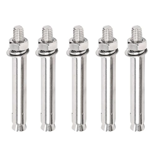 5 Stück M12 x 140 mm Edelstahl-Sechskant-Spreizbolzen, Betonhülsenanker, Außensechskantschrauben for solide Befestigung(M12x170mm) von QIPUCNLYA
