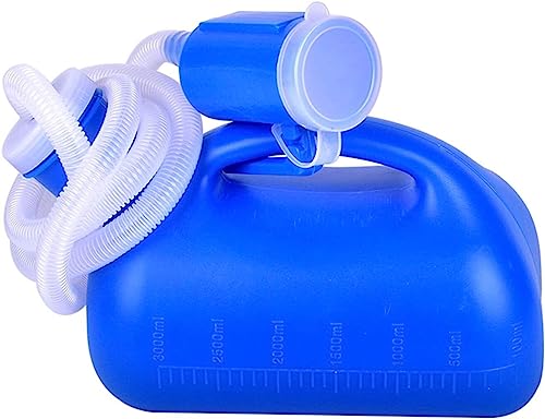Urinal for Männer, Nachttisch-Pipiflasche for mit 1,6 m langem Schlauch, 3000 ml Fassungsvermögen, Auffangtöpfchen in den Farboptionen Blau und Weiß(Blue) von QIPUCNLYA