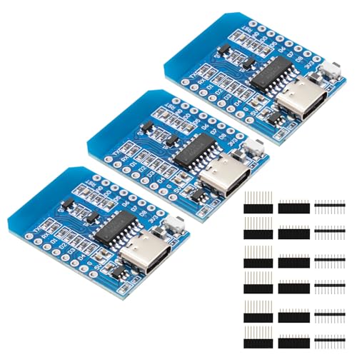 ESP Entwicklungsboard, Mini NodeMCU ESP ESP-12-Modul 4 MByte WLAN-WiFi-Entwicklungsplatine, CH340G, mit Typ-C-USB-Anschluss, kompatibel mit Arduino（3 Stück） von QIQIAZI